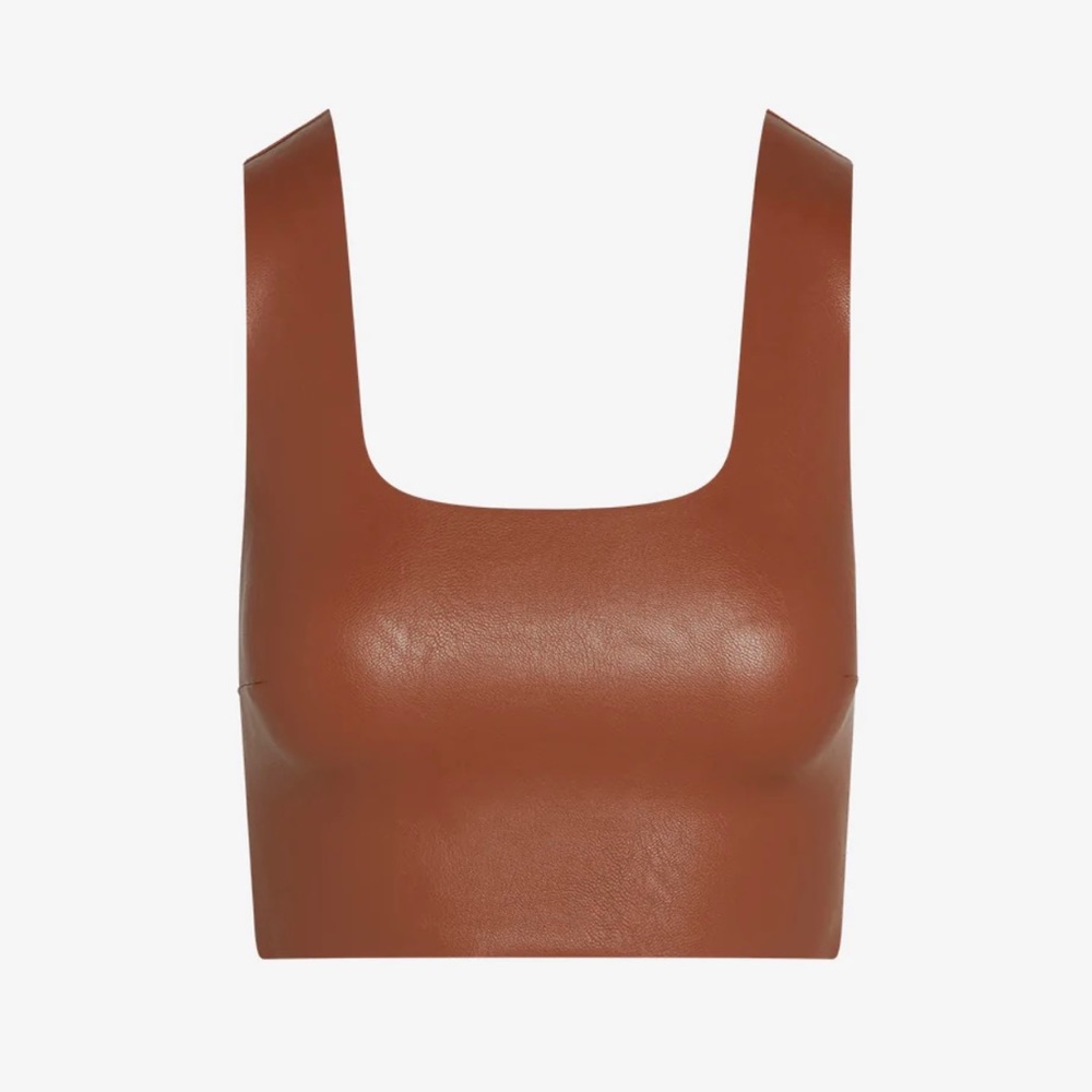 Commando Faux leather squareneck crop top.